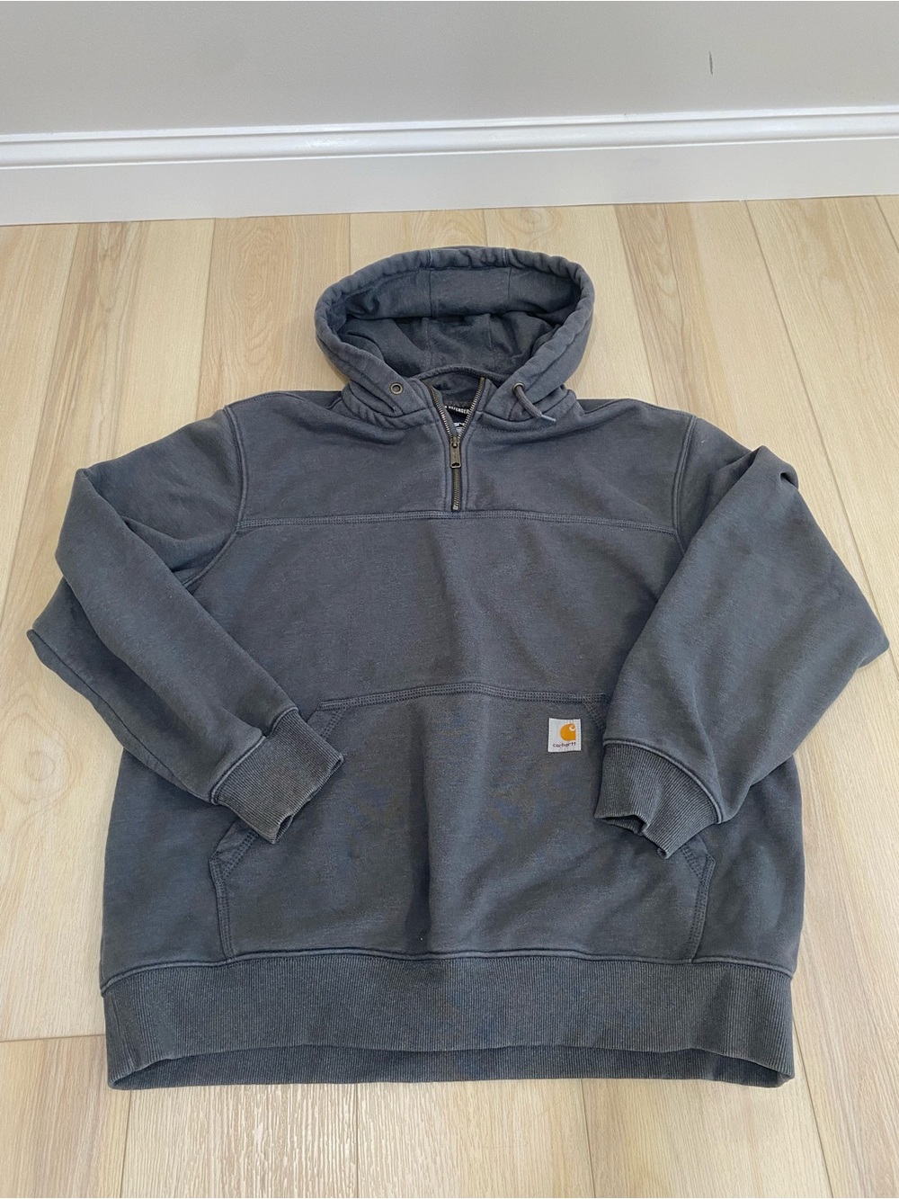 Carhartt Sweater Mens XL Gray 1/4 Zip Rain Defender Pullover Loose Fit